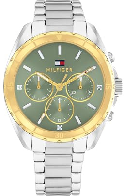 Tommy Hilfiger Multi Zifferblatt Quarz Uhr für Damen mit Silbernes Edelstahlarmband - 1782785