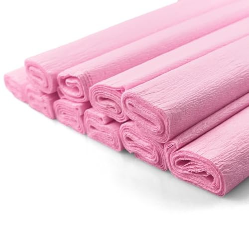Netuno 10x rotolo di carta crespa rosa pastello 200 x 50 cm carta crespa colorata di alta qualità per lavoretti compleanno matrimonio Natale Pasqua Carnevale decorazioni fiori regali