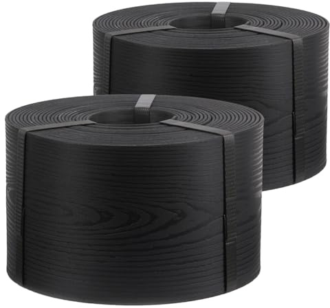 PULLMER Bordure de pelouse en plastique - Aspect bois - Bordure de parterre - Bordure de pelouse - Noir - 20 m x 13 cm