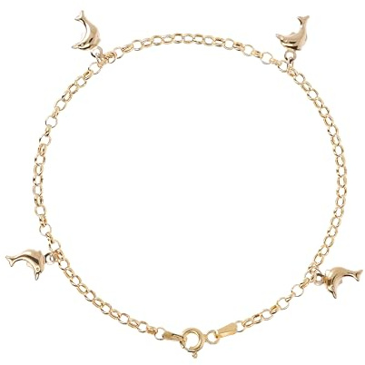 MILOR Bracciale con ciondoli a delfino in Oro 9Kt – Braccialetto ipoallergenico con chiusura a moschettone – Gioielli donna made in Italy – Regalo per compleanni, anniversari, festa della mamma