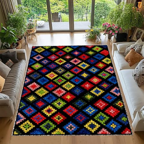 Latch Hook Kits for Adults, Rug Making Kit for Adults Beginners 38x52 cm Latch Hook Cushion Kits, Carpet Embroidery Needlework Crocheting, Tapestry Kits for Home Decoration, Latch Hook Rug Kit