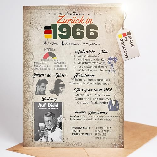 myDreamwork Premium Geburtstagskarte zum 60. Geburtstag - Geschenke 60 Jahre Mann - Geburtstagsgeschenk 60 Frau - lustige Karte zum Geburtstag 60 - Zurück in 1966 (DIN-A6)