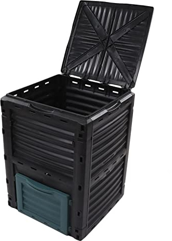TOPINCN Bin de Compost de 300 litros de 300 litros con Ventilación de Jardín de Cocina, Material de Plástico de Alta Gama