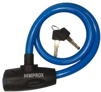 H Himprox Candado Bicicleta Antirrobo 60cm – Cable de Acero Reforzado con Revestimiento Impermeable, Cerradura de Seguridad con 2 Llaves, para Bici, Moto, Patinete Eléctrico y Scooter