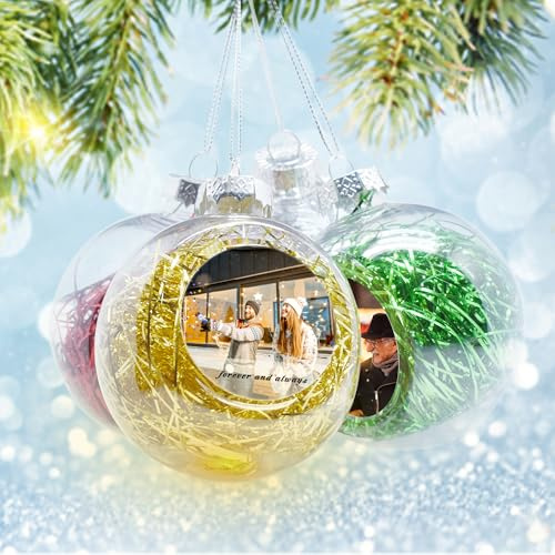 Personalisierte Weihnachtskugeln mit Foto und Text | Klares Weihnachtskugelfoto für Weihnachtsbaum, Weihnachtsdekoration, Mama, Papa, Kinder, Haustiere