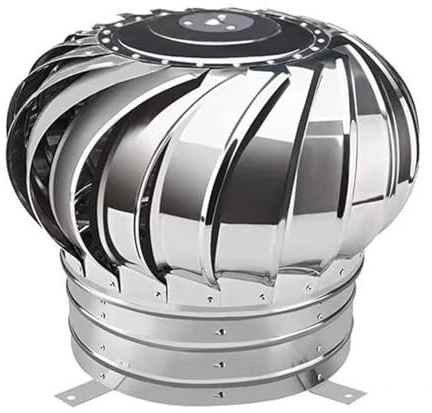 FUELIX Comignoli Girevoli, Aspiratore Fumi Girevole Inox Ventilatore da Tetto Non Elettrico Ventilatore A Turbina Cappello Terminale Antivento Cappello Canna Fumaria， Facile da Installare 10cm