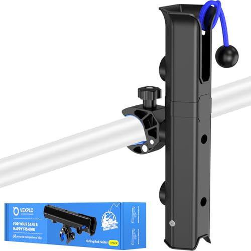 VEXPLO Clamp on Bike Fishing Rod Holder for Bike Round Frame, Adjustable Fishing Pole Holders for Boat, Bicycle, Chairs, Cart, Scooter, Wagon, Motorcycle, ATV & Beach Car (1.6 Inner Diameter)