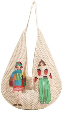 Bolso de mano a juego para mujer, bolso de hombro tejido de gran capacidad, axilas femeninas, tejido en las axilas, playa, para mujer, estilo coreano, bolso de playa, White, One Size