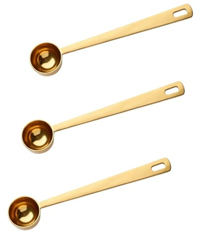 3Pcs Gold 5g Scoop, Premium 5 Gram Scoop Set for Powder and Coffee, Long Handle Tablespoon Measuring Spoon for Accurate Portioning