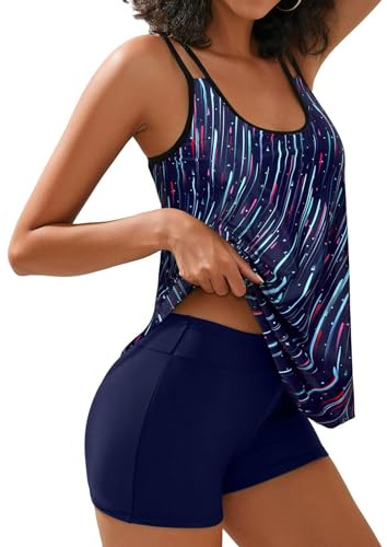 Tankinis - Tankini Mujer Reductor Barriga Tallas Grandes Traje De Baño 2 Piezas Halter Liso Bañador con Pierna Briefs Bañador Dos Piezas Playa Verano Natación