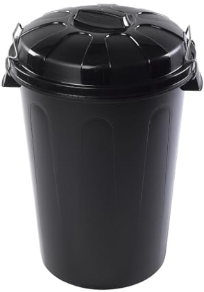 DRW Cubo Basura Comunidad con Tapa Negro de 100 litros 54x50x76 cm