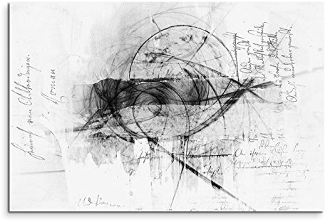 Paul Sinus Art Leinwandbild 120x80cm Abstrakt Modern Schwarz Weiss XXL Wandbild Wohnzimmer Schlafzimmer Deko Kunstdruck