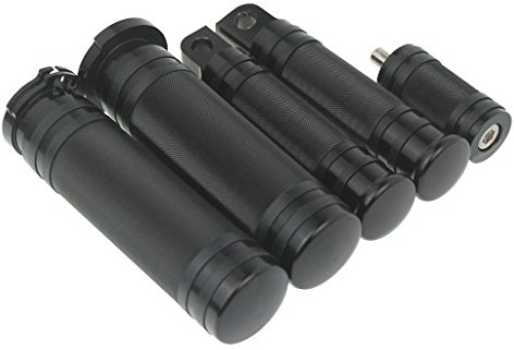 HDBUBALUS Motorrad Set von 1 Zoll CNC Lenker Handgriffe Shifter Pegs Fußrasten Fußpedal für Harley
