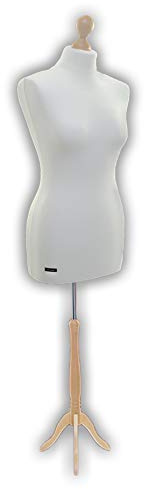 Schneiderpuppe LUCCESI | zum Probierpreis! | Größen S - XL (Femal) | Torso Size: M/L (38-40) | Wechselbezug Creme-Weiss | Standfuss buche | Damen - Schaufensterpuppe