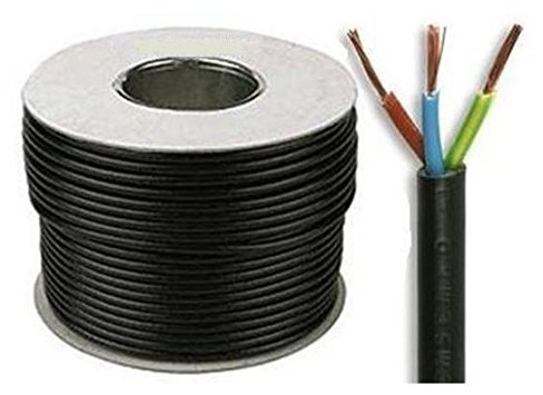 Black 3183Y 3 Core 1.5mm 16 Amp PVC Flexible Cable Cut To Length Flex (25 Meters)