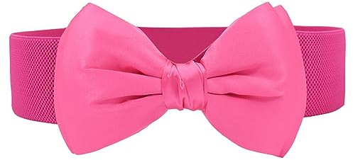 TeeYee Damen Mädchen Gürtel Klassische Retro Schleife Elastische Tailleband | Breiter Stretchy Waist Belt