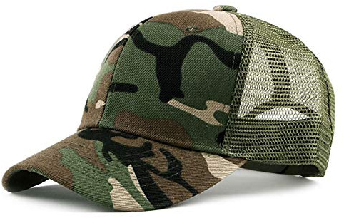 CHENNUO Camouflage Army Cap Mesh Basecap Sommer Herren Baseballcap Sport Kappe Grün Unisex Verstellbar
