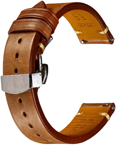 REZERO Schnellwechsel-Uhrenarmband, Oberleder-Uhrenarmbänder, Ersatzarmbänder aus Italienischem Kalbsleder 18mm 19mm 20mm 21mm 22mm 23mm 24mm für Herren, Damen