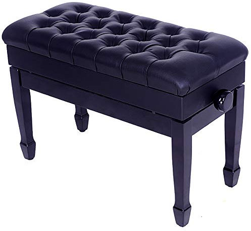 Klavierhocker Tastatur Sitzbank Luxus Massivholz, St?rke Double Lift Klavierhocker mit Bücherregal Electric Piano Hocker Gitarrentrommel Orgel (Schwarz 80x35x45cm)
