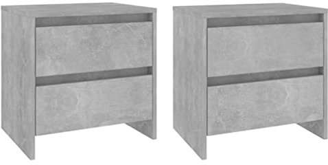 vidaXL 2x Bedside Cabinets Home Bedroom Furniture Nightstand Bedside Side End Couch Table Bed Drawer Cabinet Telephone Stand Concrete Grey Chipboard