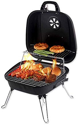 Parrilla de carbón portátil para parrilla de barbacoa al aire libre Hervidor redondo Picnic al aire libre Patio Patio trasero Camping Tailgating Rejilla de cocina de acero para filete de pollo little