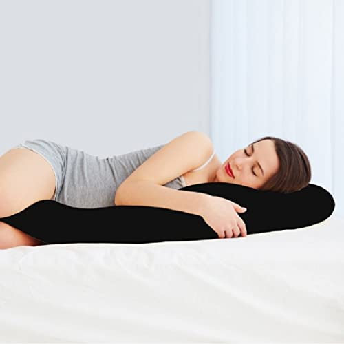 Bestlivings Seitenschläferkissen 40x140 cm (1100 g Füllung) - prall gefülltes Hochwertiges Stillkissen mit abnehmbaren Bezug (Schwarz) - Seitenschläfer Körperkissen