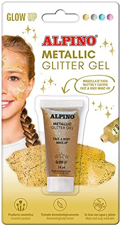 Metallic Glitter Gel Alpino Fiesta color dorado| Gel purpurina metalizado con base de color dorado | Purpurina líquida