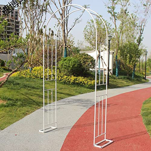 Arco da Giardino in Metallo,Arco per Rose Piante Rampicanti,Resistente Padiglione da Giardino,Pergolati alle Intemperie E Autoportante,con Base,Facile da Montare,White-W180cmxH240cm/71x94in