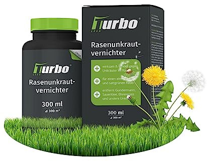 Unkrautvernichter Rasen 300ml, extra stark, Löwenzahn und Klee Vernichter, Gegen 40+ Unkräuter, Flüssiges Unkrautvernichtungsmittel, Wirkt Wurzeltief, Bienen schonend, Rasenunkrautvernichter