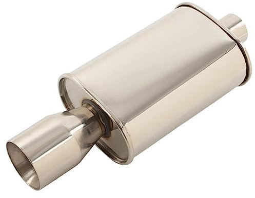 SAFWEL Auto Auspuff Endrohr Edelstahl-Silber-Auto-Auspuffschalldämpfer 2.48 Zoll Einlass 4 Zoll Auslass Ovaler Endschalldämpfer Auspuff-Endrohrspitze
