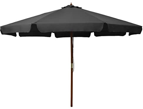 FIRBNUS Sonnenschirm Holz 330x254 cm Terrassenschirm mit Holzmast Gartenschirm mit dem Entlüfter und Doppeldrucksystem Anthrazit Balkon Schirm Terrassenschirm
