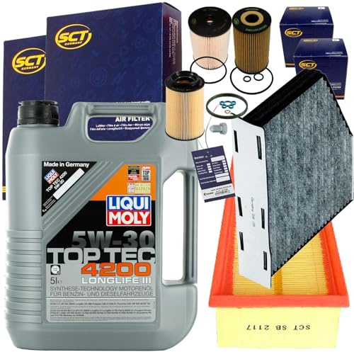 Filterset Filterpaket+5W30 Motoröl 1.6+1.9+2.0 Tdi | Sc 7049 P+Sak 166 SH4049 P+SB2117+Lm 4200 5W30 für A3 8P Golf 5 6