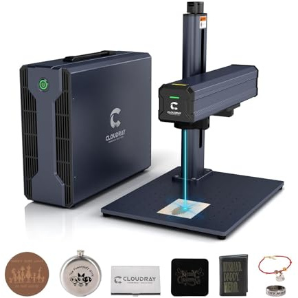 Cloudray Máquina de Grabado Láser de Fibra 30W, Área de Trabajo 110x110mm para Grabado de Alta Precisión en Joyería, Plata, Oro, Acero Inoxidable y Metales