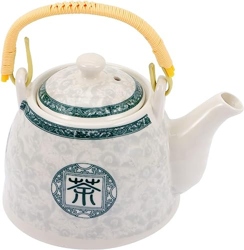 Tetera esmaltada con decoración retro, tetera grande, tetera de cerámica, tetera de cerámica, tetera de cerámica, cafetera china vintage, tetera de porcelana, tetera de agua hirviendo for fiestas, coc