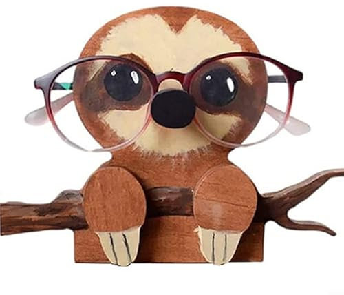 NbgrvB Brillenhalter aus Holz, niedliches Tier-Design, langlebig und platzsparend, perfekte Schreibtischdekoration für Sonnenbrillen und Brillen (Faultier)