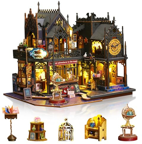 Foyucool DIY Miniatur Haus Bausatz für Erwachsene, Magische Burg | Mit LED-Beleuchtung & Miniatur-Möbeln, Gemütliches Deko-Bastelset, Einzigartiges Geschenk zu Weihnachten & Geburtstagen