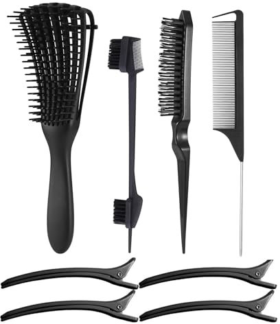 Daletu Kit pettini per capelli 4 pezzi, spazzola districante, pettini professionali per parrucchieri, pettine a coda districante con punta, spazzola a doppio bordo per saloni e donne, uomini, bambini