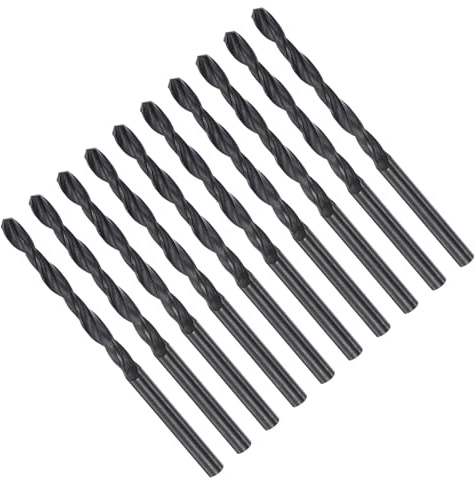 CoCud 10 Stück Metallbohrer, 4.3 mm Spiralbohrer, 75 mm Länge Granitbohrer HSS Werkzeug für Edelstahl, Kupfer, Holz, Kunststoff und andere harte Materialien