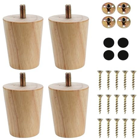 HO2NLE 4 Pezzi Gambe per Parti di Mobili in Legno Massello 6 cm Conico Piedini di Ricambio per Tavolo Divano Letto Poltrona Armadio