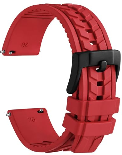 WOCCI Uhrenarmband, FKM-Gummi (Nicht Silikon), Ersatzbänder für Damen und Herren, Schnellverschluss, Compatible Uhrenanstoßbreite 20 mm 22 mm