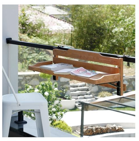 Hängetisch für Balkongeländer，Balkontisch zum Einhängen,Balkonhängetisch Klappbar,Balkontisch zum Hängen,wetterfest，höhenverstellbar Hängetisch，Balkon Garten Terrasse(B-L90*W25CM/L35.4*W9.8IN)