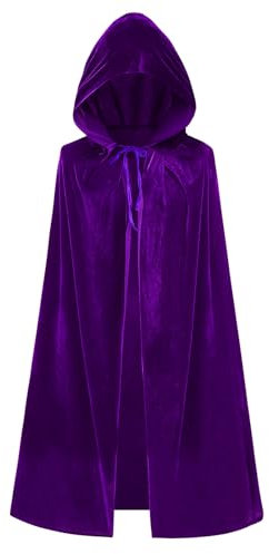 Clundoo Cape en Velours à Capuche pour Enfants, 100cm Kids Cape en Velours à Capuche pour Halloween, Le Carnaval et Les Soirées à Thème (Violet)