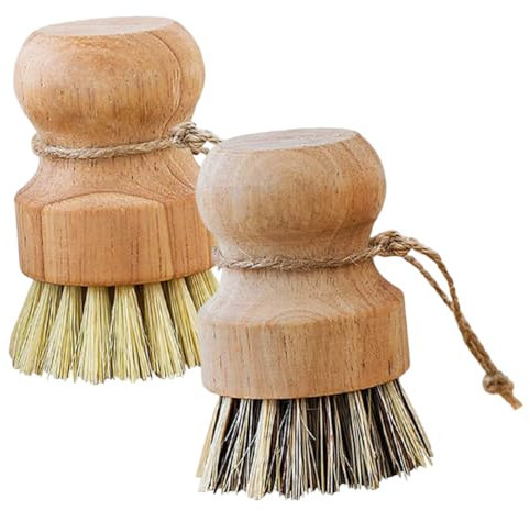 SWOOMEY 4pcs Wooden Dish Scrub Brush Multi-use Cleaning Brushes for Kitchen Pots Pans Sinks Natural Palm for Dishes Vegetables Household Use