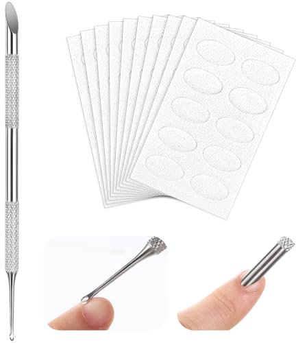 TIESOME Doppelkopf Nagelhautschieber, nagelhautentferner mit 100 Schleifpapier, Edelstahl Cuticle Remover, Maniküre Set für Nagelhaut Entfernen, Nagelschieber Werkzeug