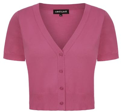 MINTLIMIT Chaqueta de punto para mujer de manga corta Boleros de punto Cardigan-noos Bolero de verano con botón, XXL