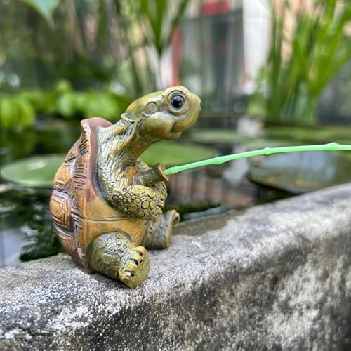Deko Garten Mini Statue, Schildkröte Deko Gartenfiguren für Draußen Wetterfest, Gartendeko Schildkröte Figuren, Garten Teichdeko , Harz Ornamente Für Blumentopf Zinkwanne Balkon Miniteich Deko(A)