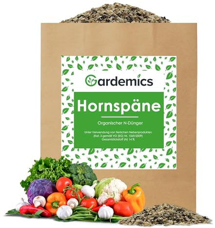 Gardemics Hornspäne 25 Kg - Hornspäne Naturdünger, natürlicher Langzeitdünger für Garten, Rasen & Hochbeet – organischer Stickstoffdünger aus 100 % Horn