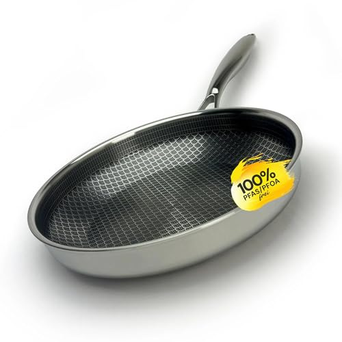 Miso Bratpfanne 24cm, Keramik Antihaft Pfanne, Induktion & PFAS-Frei hybrid pfanne, Kratzfeste Beschichtung mit echten Diamanten, Backofenfest bis 300°C, Spülmaschinenfest
