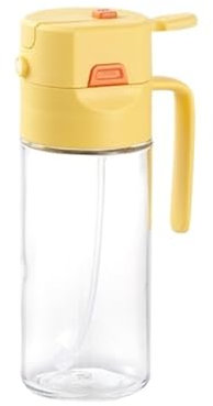 NMGHUTE Aceitera y Vinagrera Dispensador De Aceite De Oliva 2 En 1 De Vidrio For Freidora De Aire, Pulverizador De Aceite For Barbacoa Y Ensaladas Jarra para Cocina(Yellow)