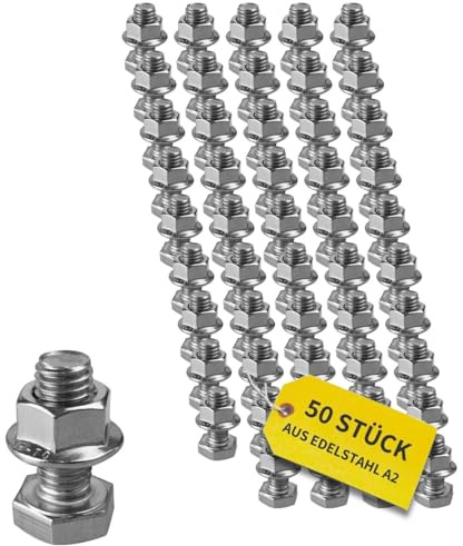 Sechskantschrauben-Set M10 inkl. Mutter | Edelstahl A2-70 | 50 Stück | 25mm Länge | Befestigung für PV-Aluprofil, Solarmodul-Halterung, Montageschiene, PV-Aufständerung | rostfrei & passgenau